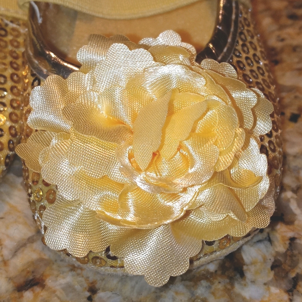 Golden Rose Sequins Baby Flats Size 4C - Picture 2 of 9